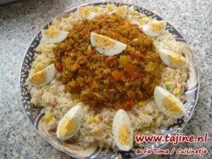 Gekruide rijst met gehakt